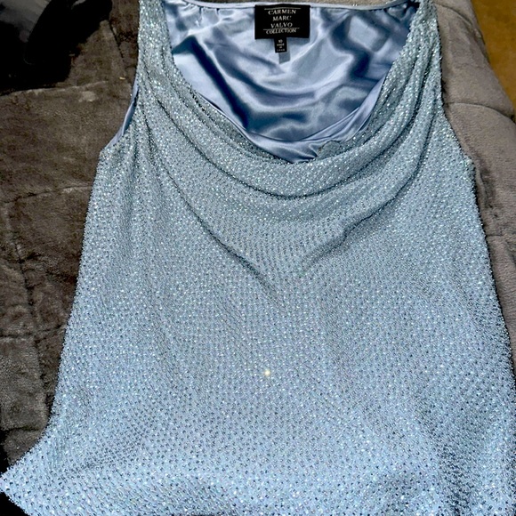 Carmen Marc Valvo Collection Beaded Top - Picture 1 of 4